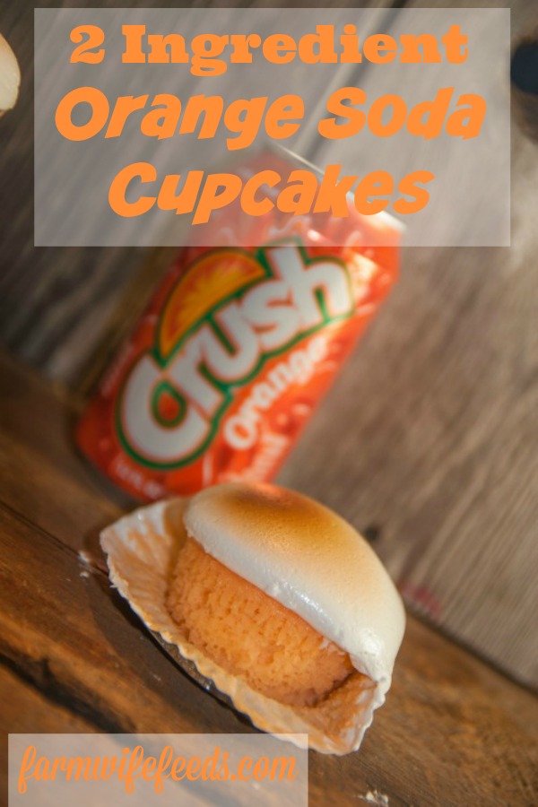Orange Soda Cupcakes from Farmwife Feeds are a fun 2 ingredient cupcake that kids will love to help make and eat. #cupcakes #recipe #soda #boxmix