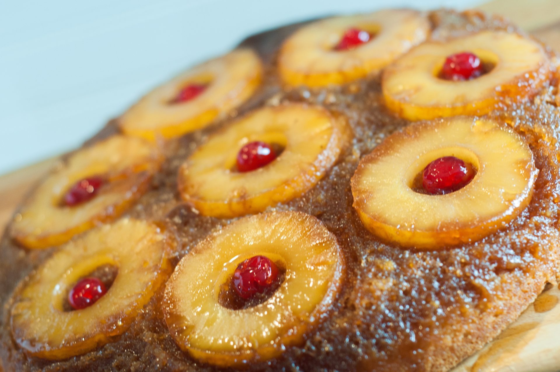 Our family favorite Pineapple Upside-Down Cake recipe, golden and delicious!