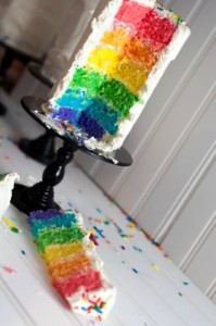 Rainbow Cool Whip Mini-Cakes - fun, easy rainbow dessert that kids love!