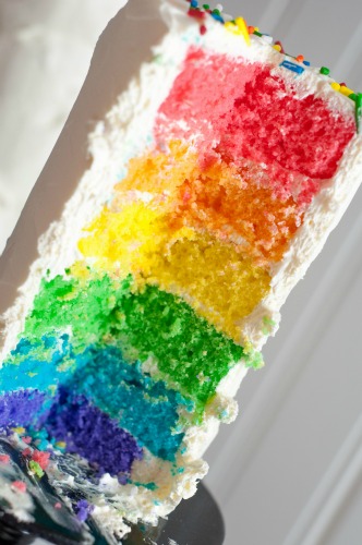 Rainbow Cool Whip Mini Cakes - fun, easy rainbow dessert that kids love!