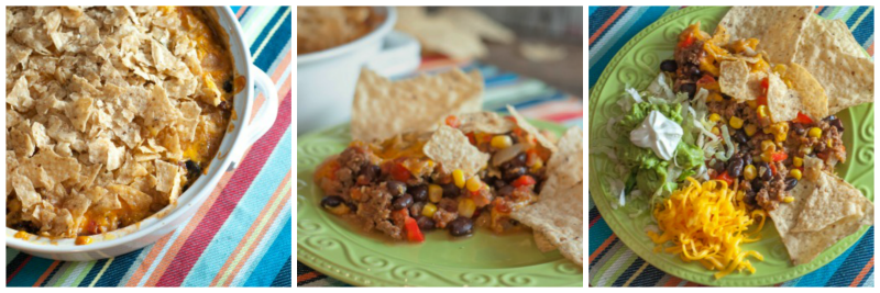 Tortilla Chip Taco Bake, a super easy recipe for a Mexican casserole that will please the whole family.