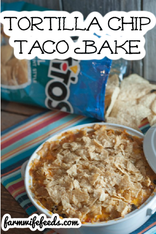 Tortilla Chip Taco Bake from Farmwife Feeds. An easy mexican casserole, a perfect alternative for Taco Tuesday. #taco #casserole #beef