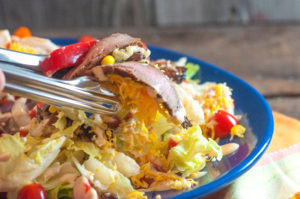 This Southwest Steak Fajita Salad made with a flank steak is super easy to throw together while the steak is on the grill and is super delicious!