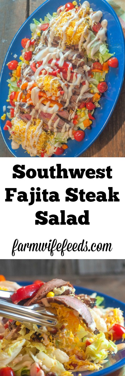 This Southwest Steak Fajita Salad made with a flank steak is super easy to throw together while the steak is on the grill and is super delicious!