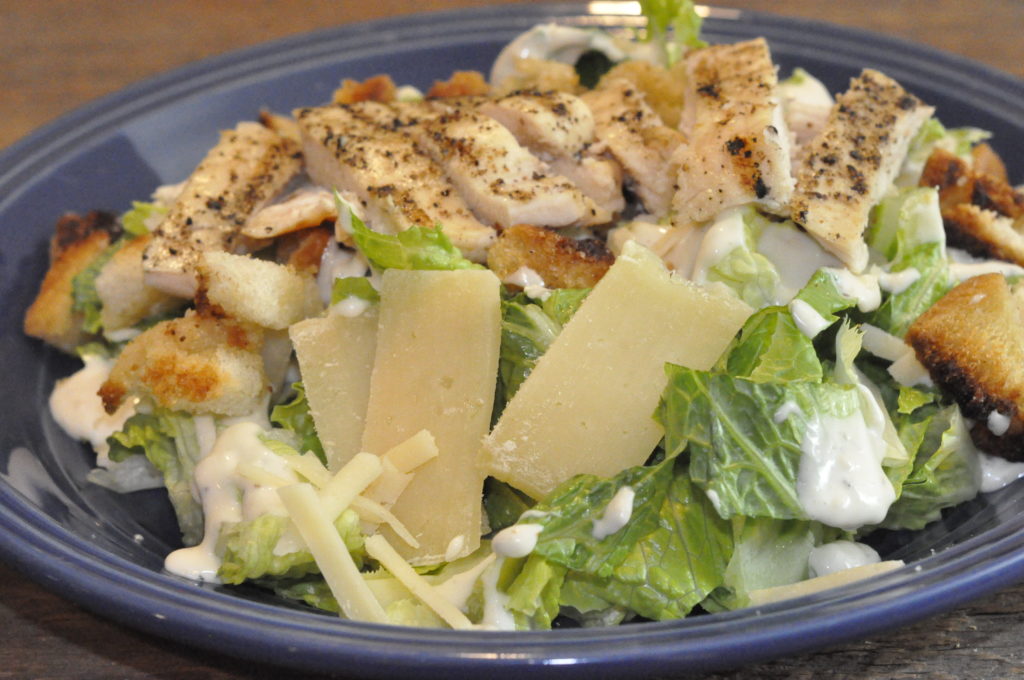 Grilled Chicken Caesar Salad from Farmwife Feeds is a super easy full meal to put on the table quickly. #caesar #salad ##chicken