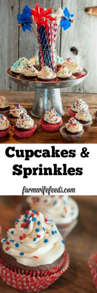 Cupcakes and Sprinkles-cute cupcake liners, boxed cake mix, neatly swirled icing & sprinkles - super easy, super cute and always super yummy!