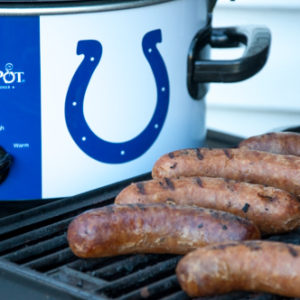 Crock Pot Beer Brats are a super simple way to have the grilled flavor quickly without standing over a grill while your guests are having fun!