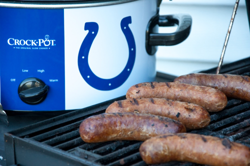 Crock Pot Beer Brats are a super simple way to have the grilled flavor quickly without standing over a grill while your guests are having fun!