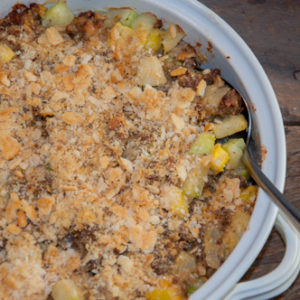 This easy baked Sausage Zucchini Casserole is perfect and includes cheese. It's a quick and easy meal or side dish.