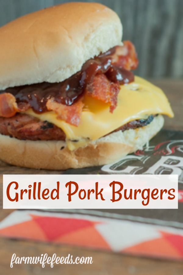 Grilled Pork Burgers from Farmwife Feeds are a super easy twist on grilled burgers made with ground pork instead of ground beef. #pork #grill