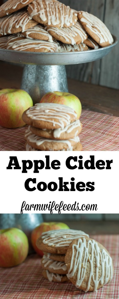 Apple Cider Cookies from Farmwife Feeds, chunks of fresh apple, apple cider, cinnamon - perfect fall cookie #recipe #apple #fall #cookie
