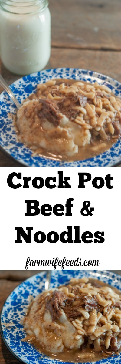 Crock Pot Beef & Noodles is an easy dump and go recipe that is crowd & family pleaser!