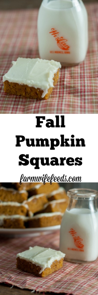Fall Pumpkin Squares are an easy crowd pleaser, pumpkin and cream cheese icing are a great combination.
