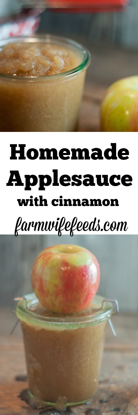 Super easy homemade applesauce with cinnamon-make a little or make a lot, great for canning!
