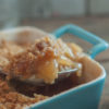 Apple Crisp from Farmwife Feeds, a warm delicious homemade apple dessert with a crisp oatmeal top and juicy soft baked apples. #recipe #applecrisp #apples #apple