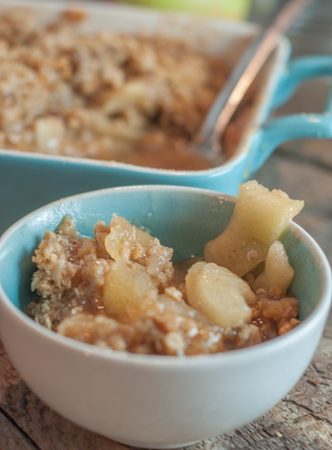 This super easy perfect oatmeal topped Apple Crisp recipe is a family favorite!