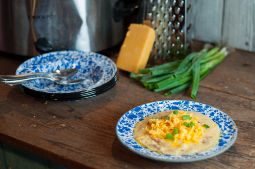 Crock Pot Loaded Potatoes Soup is a slow cooker dump and go soup that is a family favorite!