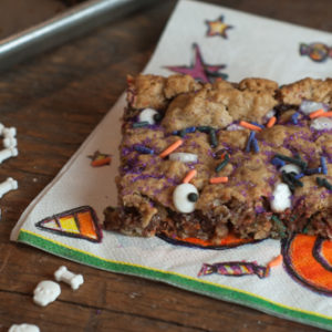 Halloween Monster Cookie Bars are a super easy treat for kids with a halloween twist for fun!