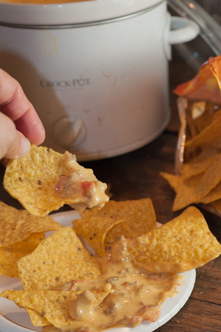 Crock Pot Chili Con Queso Dip with just three ingredients is always a crowd pleaser.