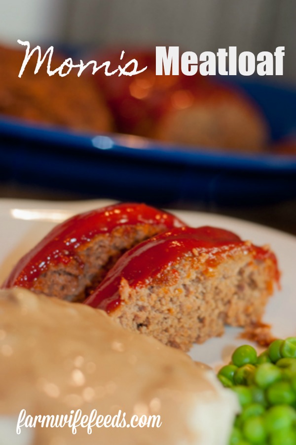 Mom's Meatloaf from Farmwife Feeds is classic comfort food from my childhood, made with ground beef with ketchup on top! #groundbeef #beef #meatloaf #recipe