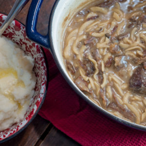 These Easy Stovetop Beef and Noodles are, well super easy and made on the stovetop so are done in less than 30 minutes!
