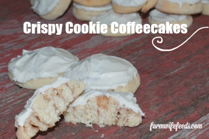 Crispy Cookie Coffeecakes, cinnamon roll iced cookies from The Farmwife Feeds #cookies #recipes #sweets