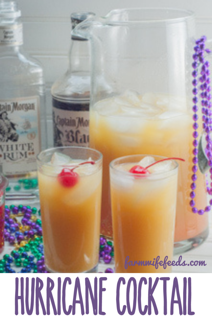 Hurricane Cocktail from Farmwife Feeds is a New Orleans classic made by this Yankee, celebrate Mardi Gras at home! #mardigras #hurricane #cocktail