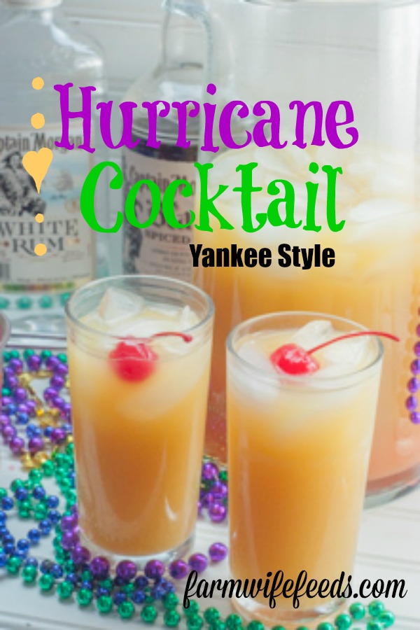 Hurricane Cocktail Yankee Style from Farmwife Feeds is a super easy Mardi Gras drink to make when you can't be in New Orleans but want the atmosphere. #mardigras #fattuesday #cocktail #hurricane