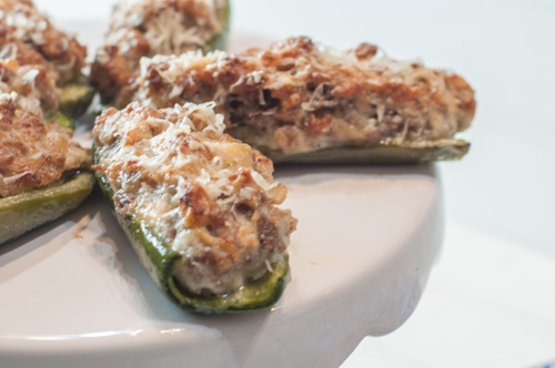 Sausage Stuffed Jalapeños from Farmwife Feeds are a great appetizer for parities and get togethers. #recipes #appetizers