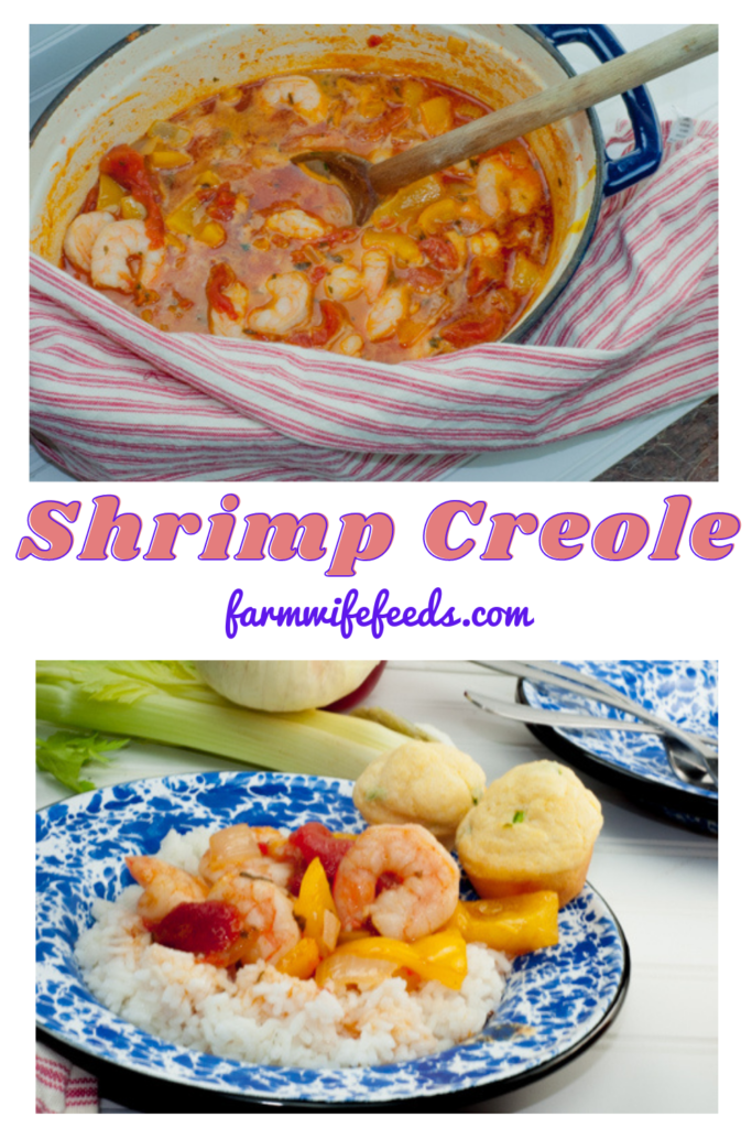 Shrimp Creole from Farmwife Feeds is a one pot easy southern classic that everyone can make. #shrimpcreole #shrimp #dutchoven