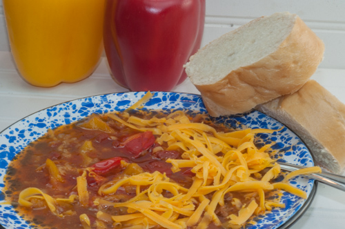 Hearty Instant Pot Stuffed Pepper Soup recipe, made totally in one pan from Farmwife Feeds