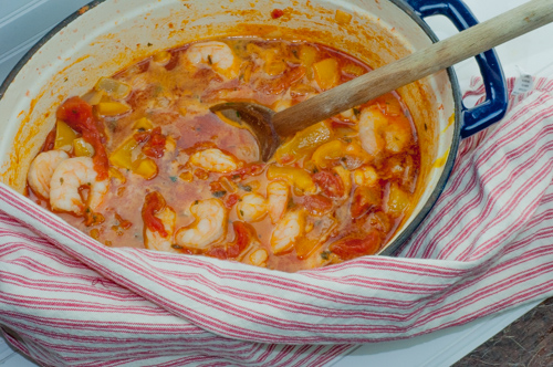 One pot Shrimp Creole I make in my dutch oven from Farmwife Feeds #recipes #shrimp #cajun