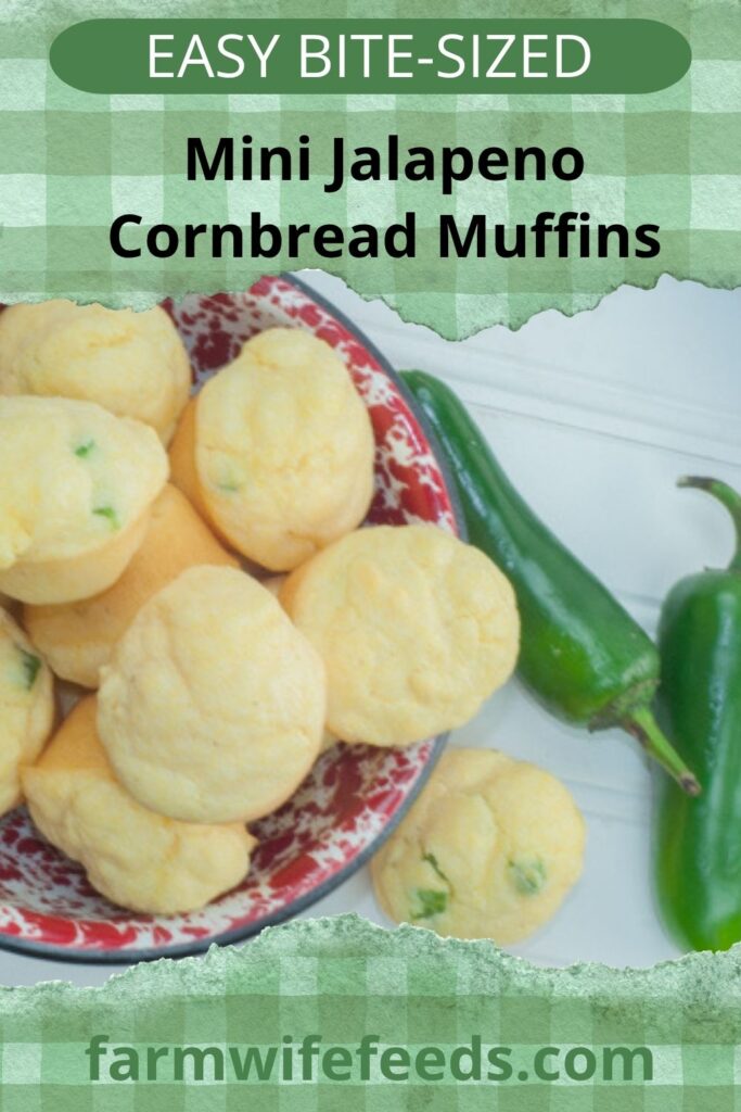 mini jalapeno cornbread muffins in bowl with fresh jalapeno easy bite size recipe