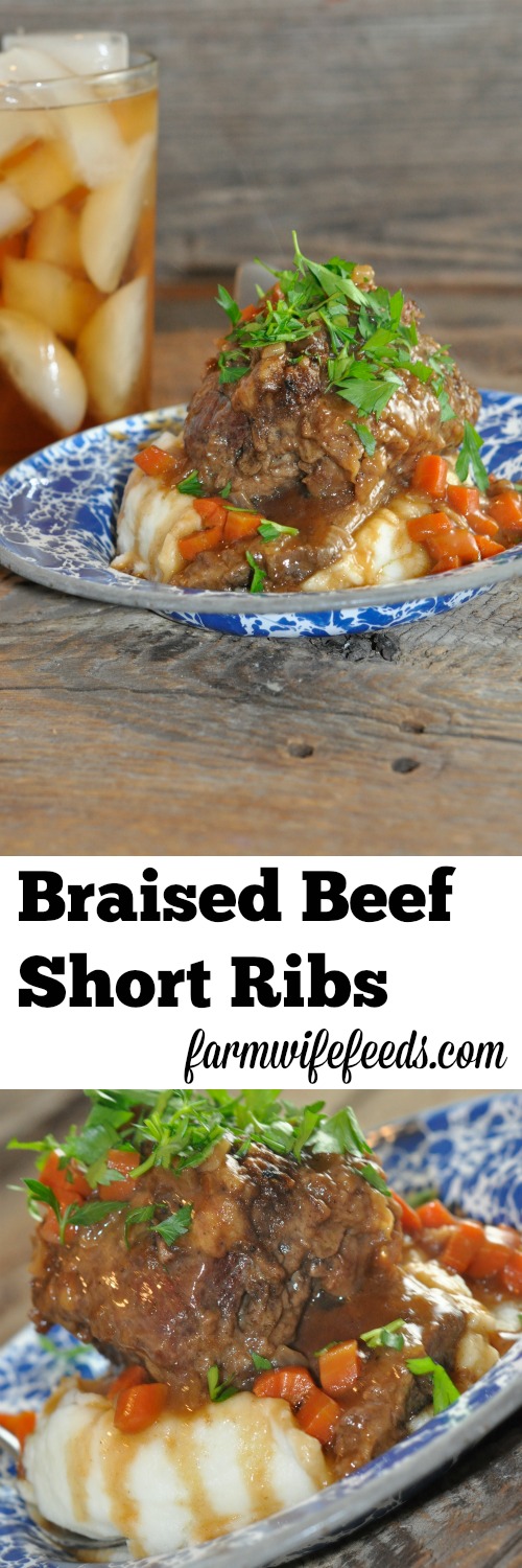 Braised Beef Short Ribs with gravy recipe for Dutch Oven by Farmwife Feeds #beef #recipe #ribs