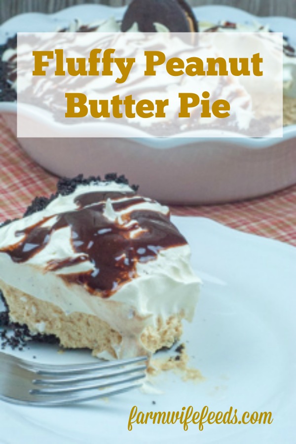 Fluffy Peanut Butter Pie, Chocolate Cookie Crust, Cream Cheese, Cool Whip from Farmwife Feeds #peanutbutter #pie #recipes #comfortfood