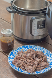 Freezer Meal Instant Pot Shredded Beef great to have on hand for easy meals from Farmwife Feeds #beef #instantpot #freezermeal #recipes