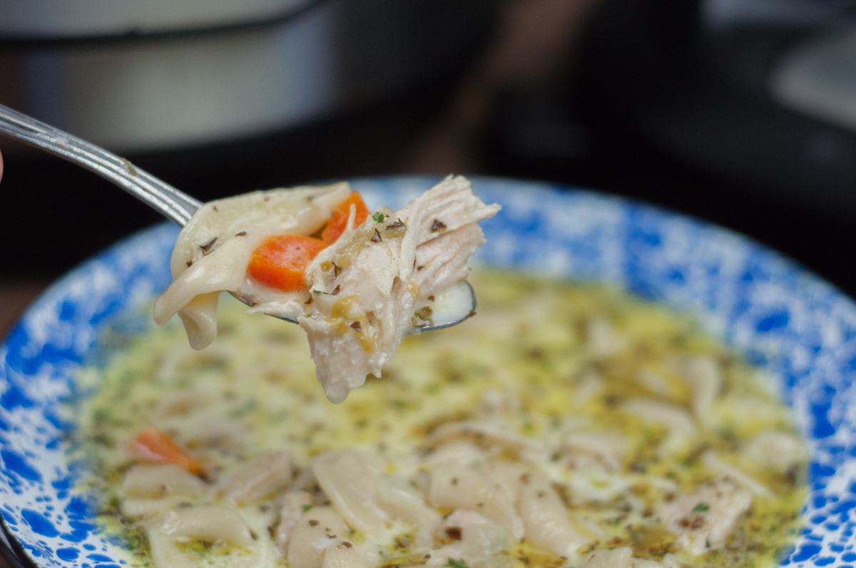 Instant Pot Homemade Chicken Noodle Soup from Farmwife Feeds is a one pot wonder that will warm you from the inside out! #chicken #soup #instantpot #homemade