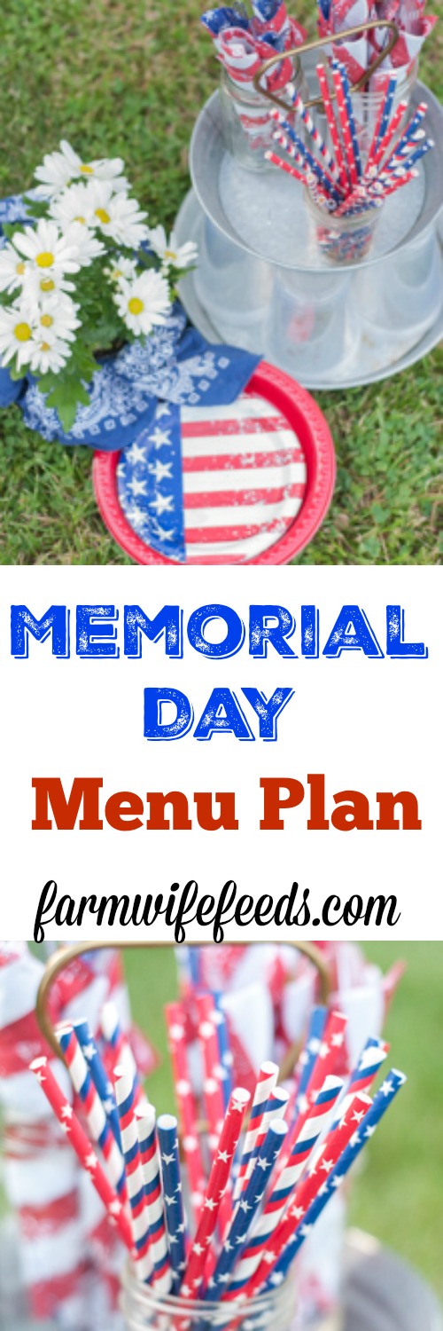 Memorial Day Get Together With Friends full menu, grilled hamburgers and pork burgers, potato salad, fruit, finger jello, brownies #recipe #menuplan #memorialday