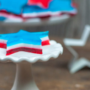 Red, White and Blue Finger Jello Stars for Memorial Day, 4th of July or an all American celebration from Farmwife Feeds #recipe #jello #redwhiteblue