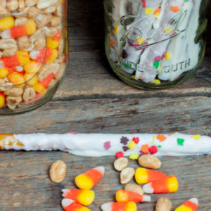 Candy Corn and Peanuts, Chocolate Covered Pretzel Sticks - Easy Fall Favorite Snacks #candycorn #recipes #farmwifefeeds #fall #snacks