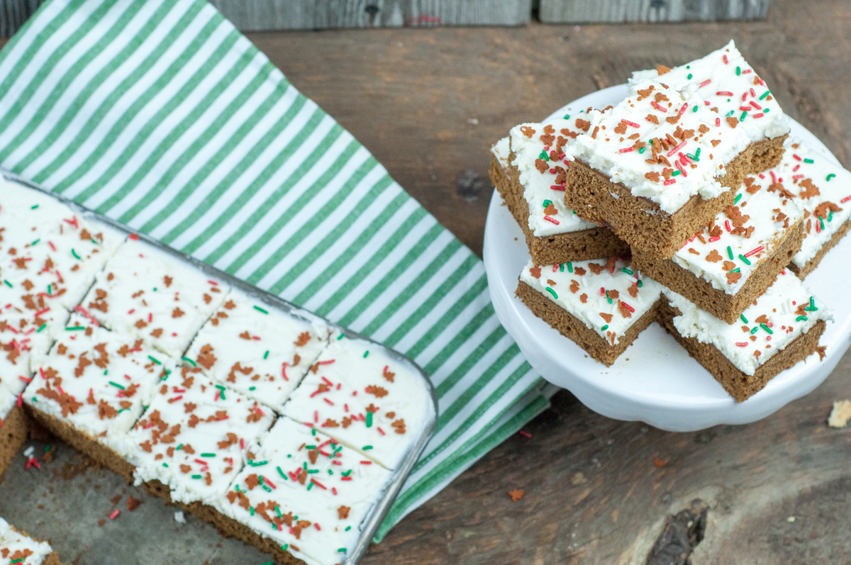 Gingerbread Bars with Cream Cheese Icing from Farmwife Feeds #gingerbread #recipe #creamcheese #christmas