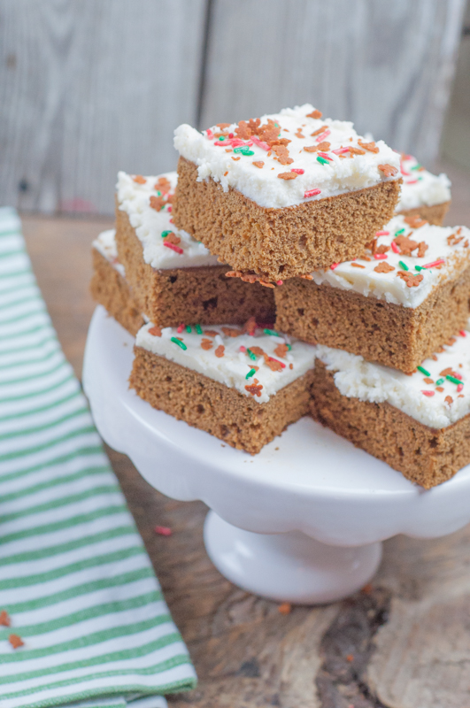 Gingerbread Bars with Cream Cheese Icing from Farmwife Feeds is a bar take on classic Christmas gingerbread flavors. #gingerbread #recipe #creamcheese #christmas