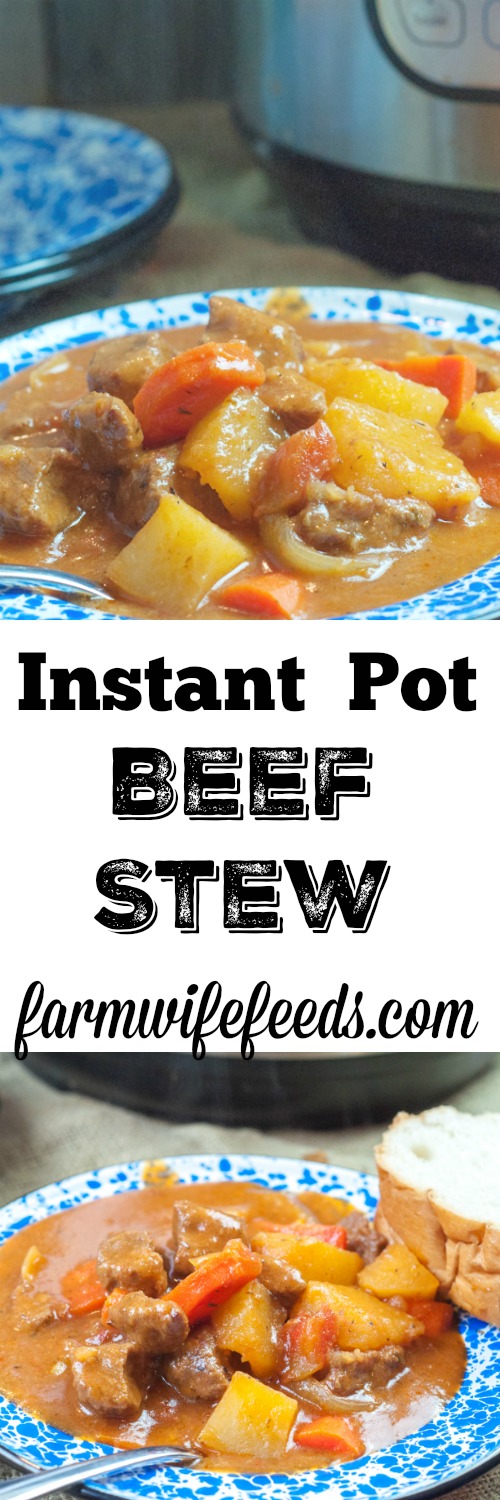 Instant Pot Beef Stew is the ultimate comfort food when you need a meal quick and easy from Farmwife Feeds #comfortfood #beef #instantpot #recipe #meatandpotatoes