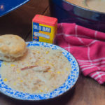Corn and Crab Chowder from Farmwife Feeds is a hearty soup. #chowder #soup #crab #recipe