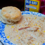 Corn and Crab Chowder from Farmwife Feeds is a hearty soup. #chowder #soup #crab #recipe