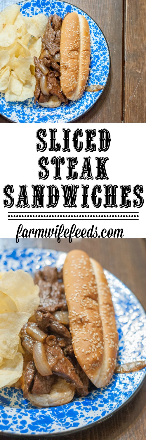 Sliced Steak Sandwiches from Farmwife Feeds are a hearty meal in sandwich form. #recipe #steak #sandwich #beef