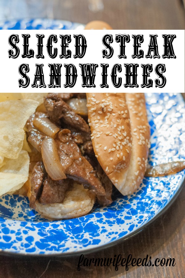 Sliced Steak Sandwiches from Farmwife Feeds is a great sandwich for busy nights that the whole family will love! #beef #sandwich 