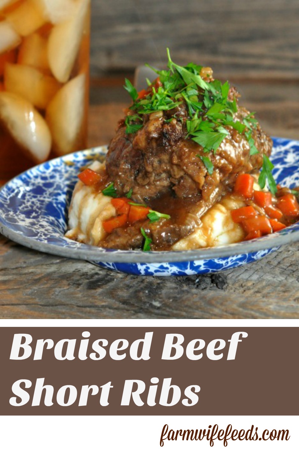 Braised Beef Short Ribs with gravy recipe for Dutch Oven by Farmwife Feeds #beef #recipe #ribs