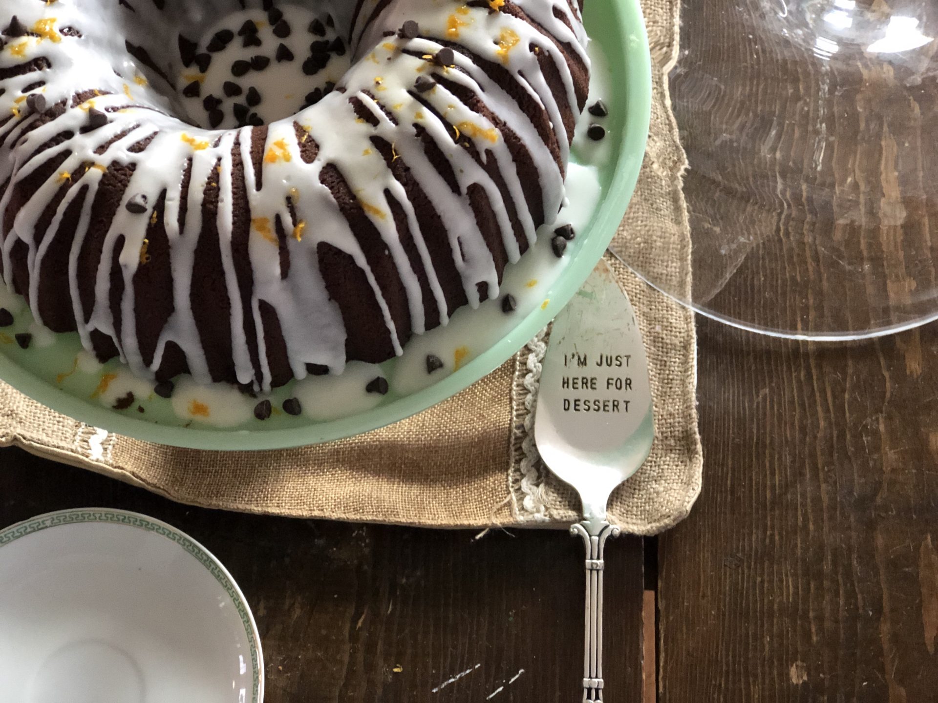 Orange Liquor Double Chocolate Bundt Cake from Farmwife Feeds, fudgy with a hint of orange flavor that makes it perfect with Mimosas for a girls breakfast! #recipe #coffeecake #triplesec #chocolate