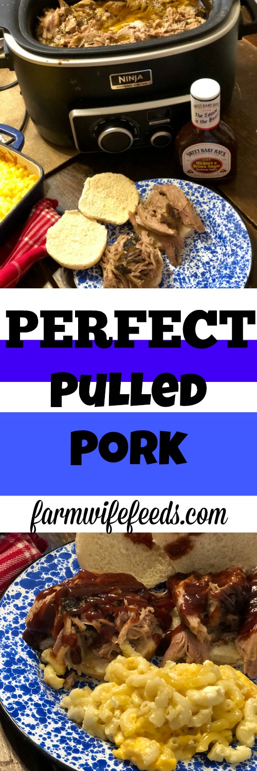 Perfect Pulled Pork from Farmwife Feeds is an easy crock pot fall apart recipe. #pork #crockpot #recipe #BBQ